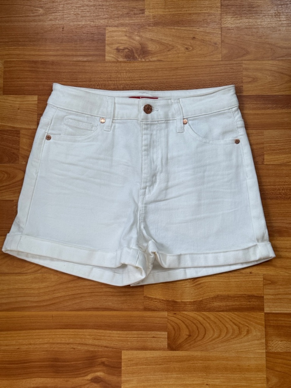 Guess White Cuffed Denim Shorts 26 NEW